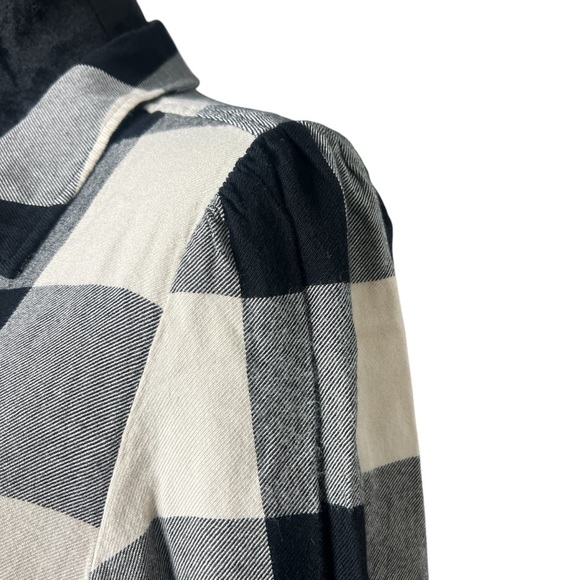 Sanctuary Black & Cream Plaid Long Sleeve Button Down Shirt Women’s Size Medium - Picture 6 of 16
